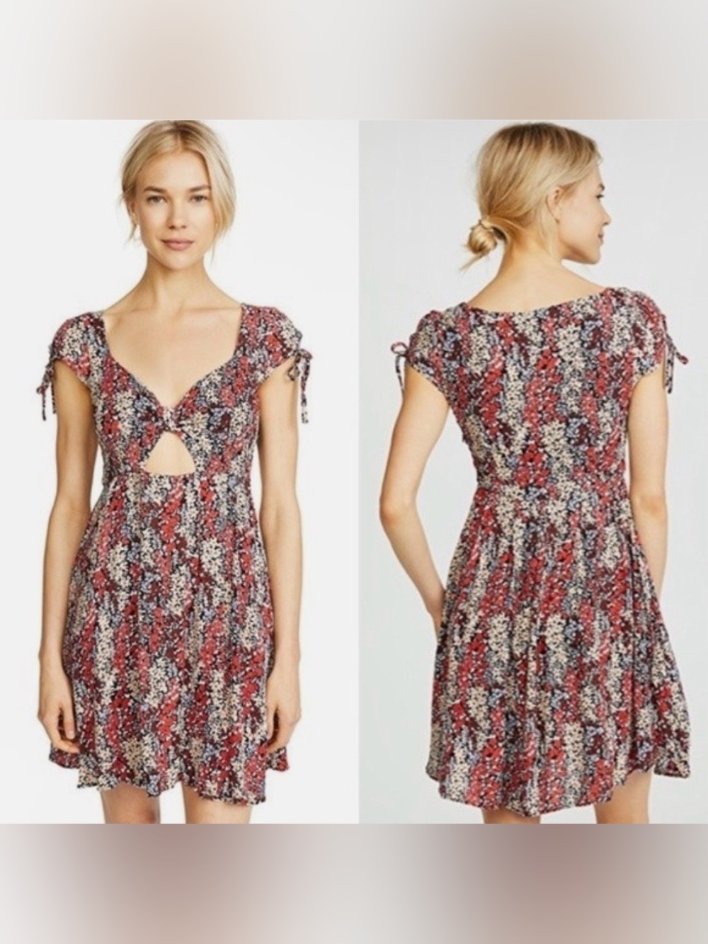 Free People Miss Right Floral Print Cut-Out Mini Dress - Small